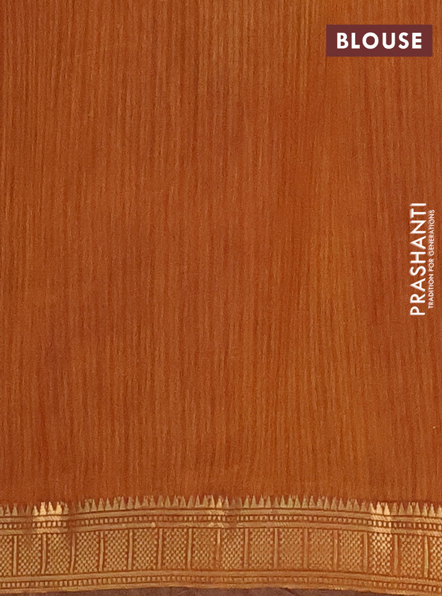 Semi maheshwari cotton saree dark mustard and maroon with allover pichwai prints and zari woven border