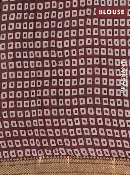 Semi maheshwari cotton saree beige and brown with allover kalamkari prints and zari woven border