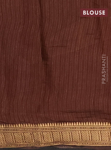 Semi maheshwari cotton saree sap green and coffee brown with allover pichwai prints and zari woven border