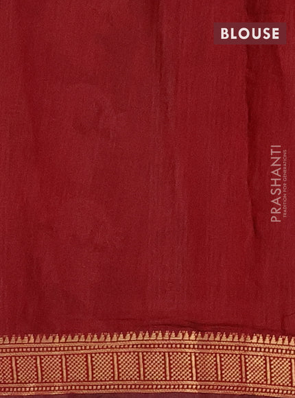 Semi maheshwari cotton saree dark mustard and maroon with allover pichwai prints and zari woven border