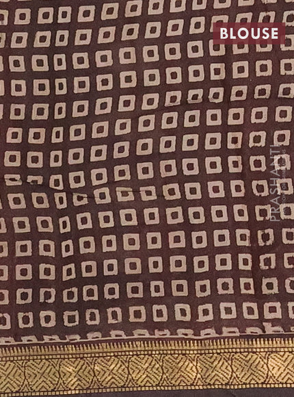 Semi maheshwari cotton saree maroon and coffee brown with allover kalamkari prints and zari woven border