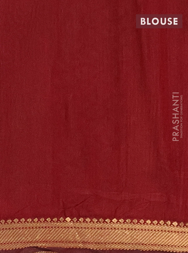 Semi maheshwari cotton saree dark mustard and maroon with allover butta prints and zari woven border