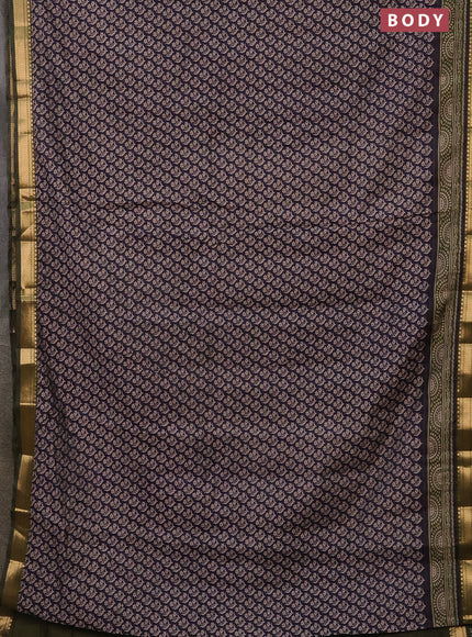 Semi maheshwari cotton saree dark blue and sap green with allover butta prints and zari woven border