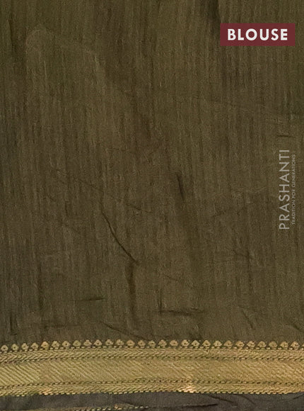 Semi maheshwari cotton saree dark blue and sap green with allover butta prints and zari woven border