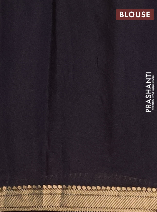 Semi maheshwari cotton saree maroon and black with allover butta prints and zari woven border