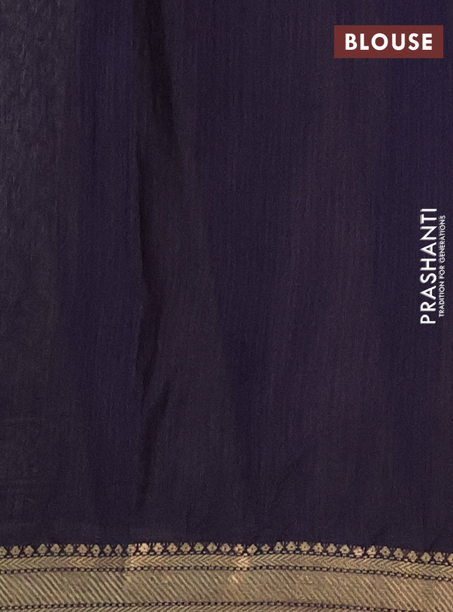 Semi maheshwari cotton saree sap green and dark blue with allover butta prints and zari woven border