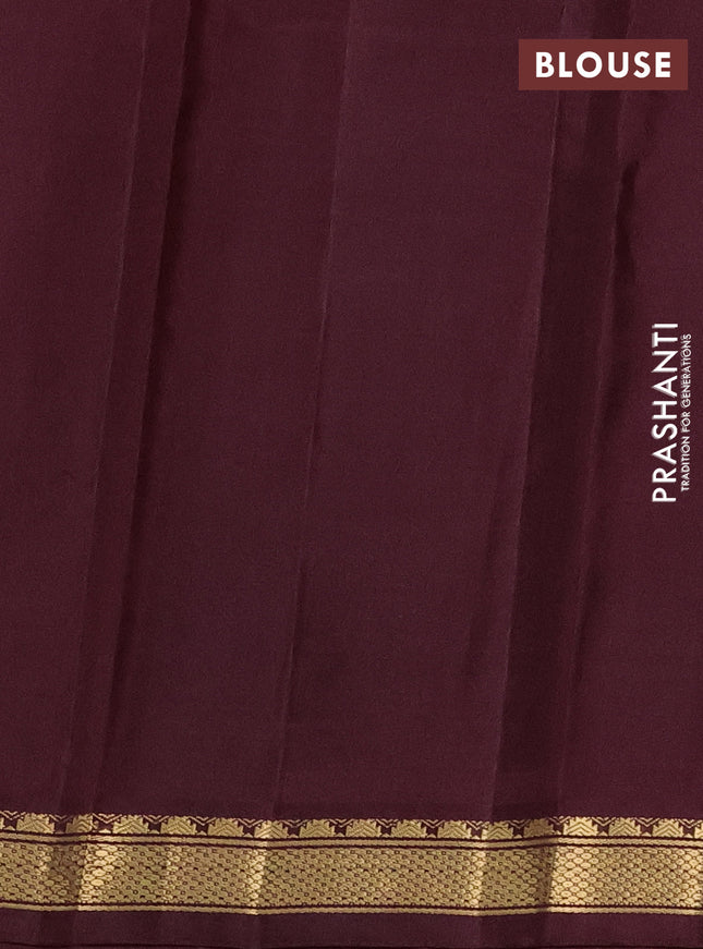 Pure kanchipuram silk saree rust shade and brown with plain body and zari woven border
