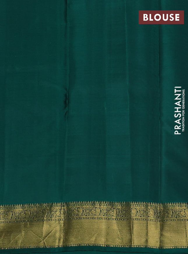 Pure kanchipuram silk saree dark magenta pink and green with allover checks & zari buttas and zari woven korvai border