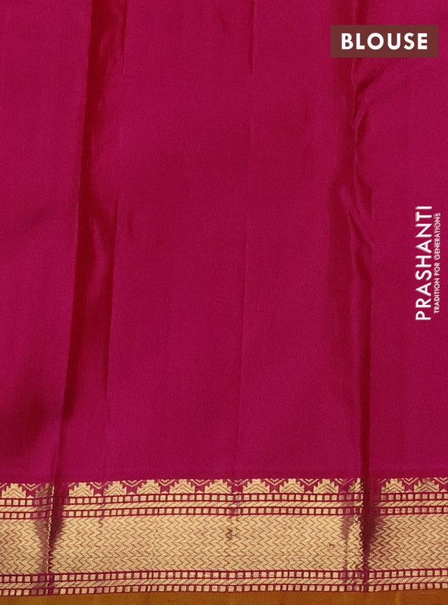Pure kanchipuram silk saree maroon and pink with plain body and zari woven korvai border