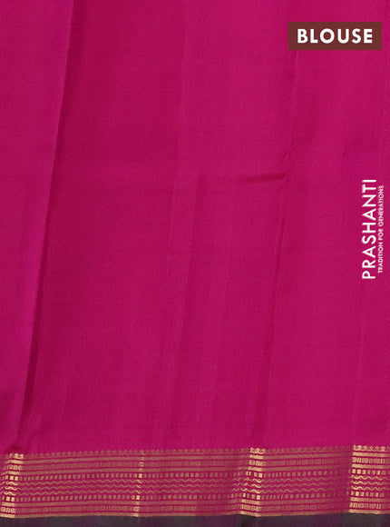 Pure kanchipuram silk saree dual shade of pink and dual shade of green with plain body and zari woven border