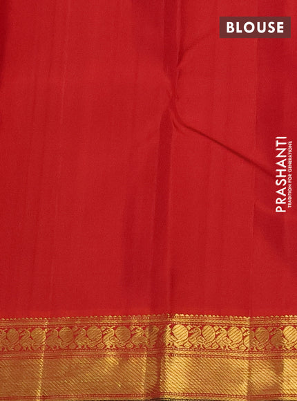 Pure kanchipuram silk saree pink and red with plain body and zari woven border