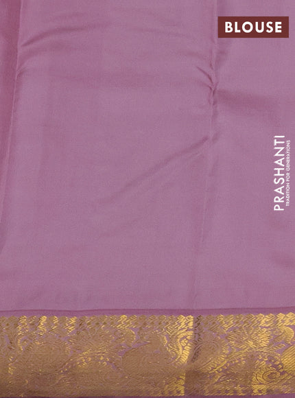 Pure kanchipuram silk saree blue and pastel pink with zari woven buttas and zari woven korvai border