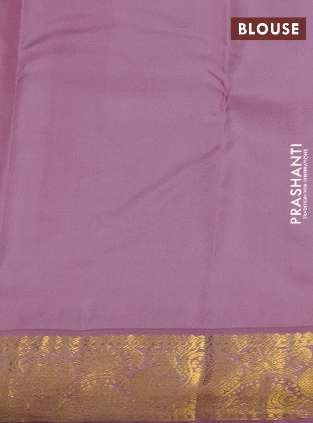 Pure kanchipuram silk saree blue and pastel pink with zari woven buttas and zari woven korvai border