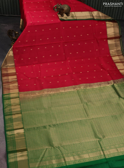 Pure kanchipuram silk saree pink and green with zari woven buttas and zari woven border