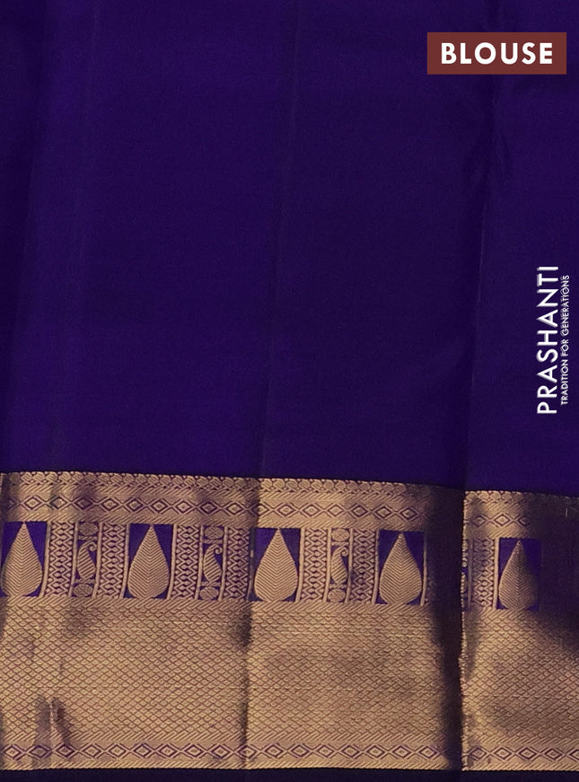Pure kanchipuram silk saree blue with zari woven 1000 buttas and zari woven border