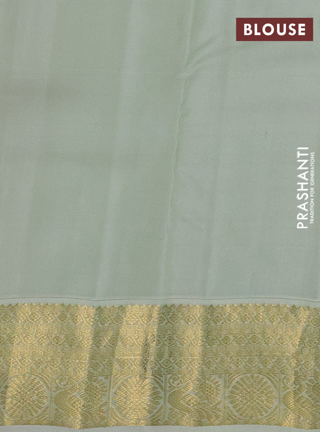 Pure kanchipuram silk saree pink and mild pista green with zari woven buttas and zari woven korvai border
