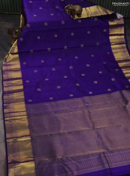 Pure kanchipuram silk saree blue with zari woven buttas and zari woven border