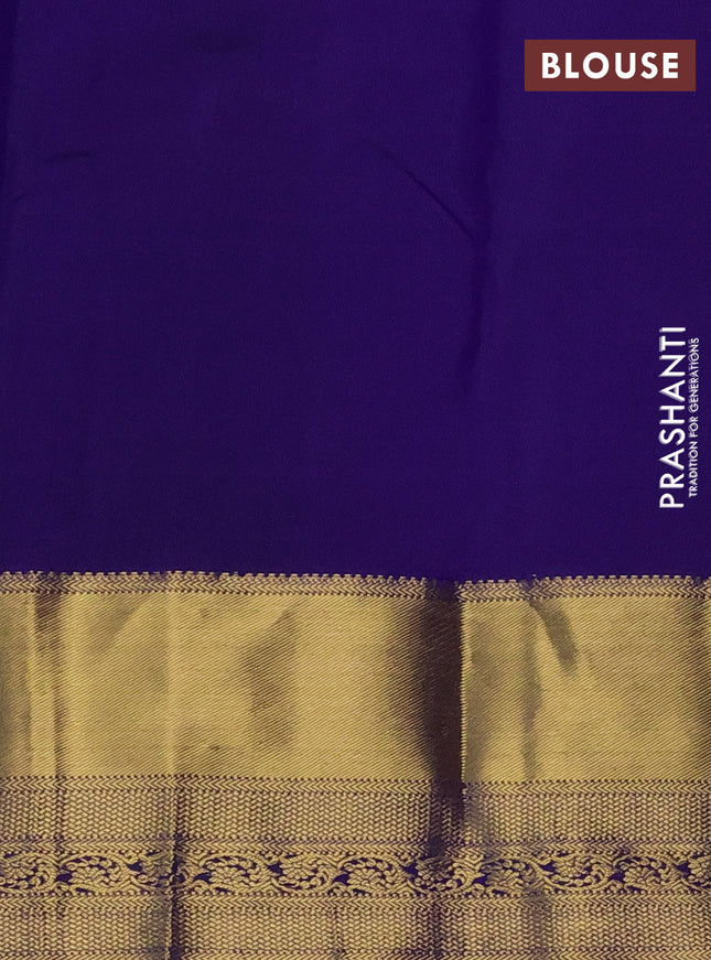 Pure kanchipuram silk saree blue with zari woven buttas and zari woven border