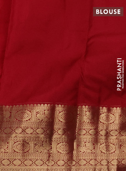 Pure kanchipuram silk saree yellow and red with zari woven buttas and zari woven korvai border