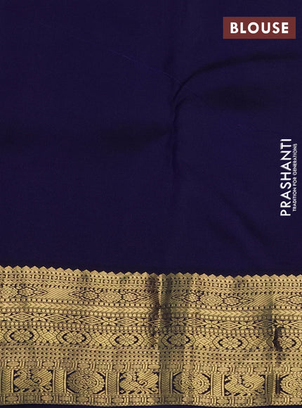 Pure kanchipuram silk saree light pink and navy blue with zari woven buttas and zari woven korvai border