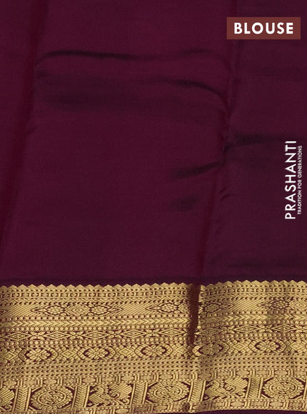 Pure kanchipuram silk saree mustard yellow and wine shade with zari woven buttas and zari woven korvai border