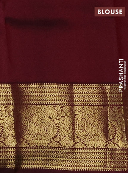 Pure kanchipuram silk saree pista green and deep maroon with zari woven buttas and zari woven korvai border