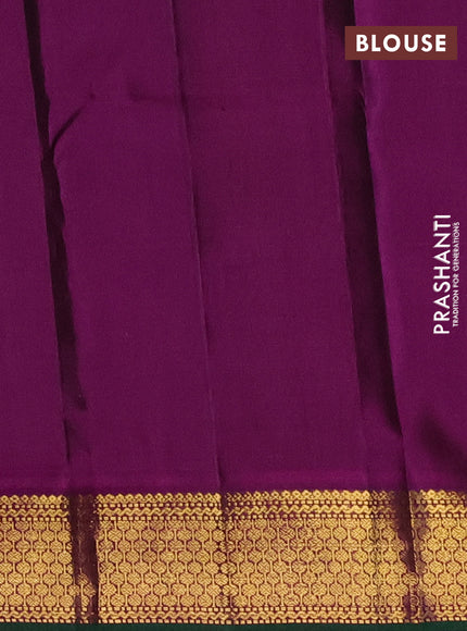 Pure kanchipuram silk saree navy blue and magenta pink with plain body and zari woven border