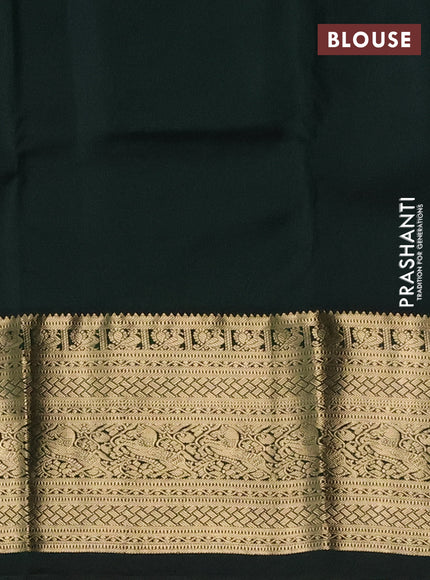 Pure kanchipuram silk saree pink and bottle green with zari woven buttas and zari woven border