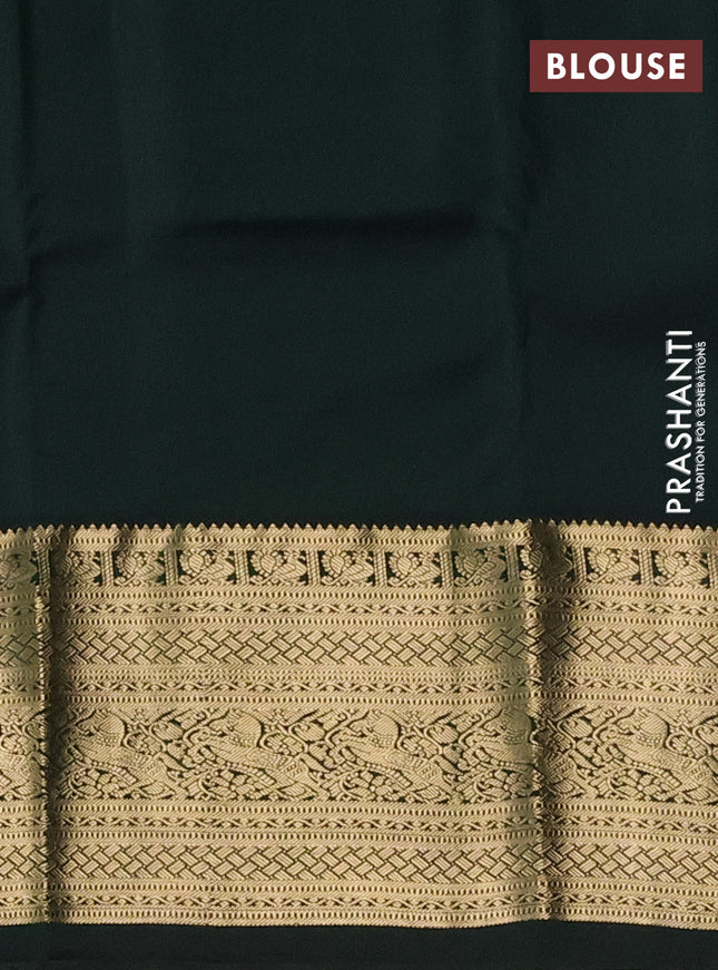 Pure kanchipuram silk saree pink and bottle green with zari woven buttas and zari woven border