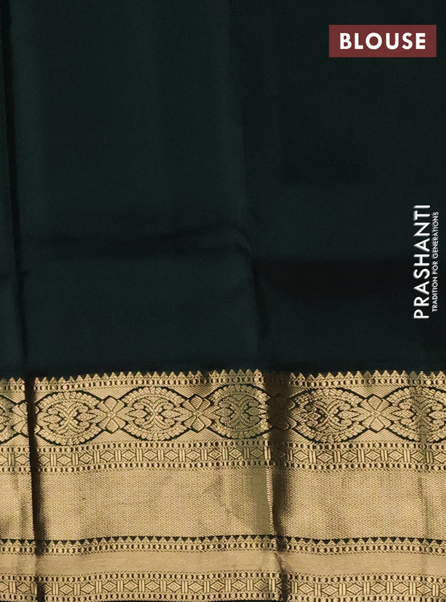Pure kanchipuram silk saree pink and bottle green with zari woven buttas and zari woven korvai border