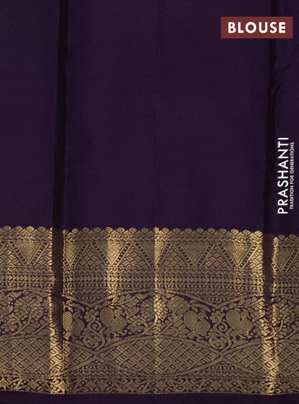 Pure kanchipuram silk saree pista green and deep jamun with zari woven buttas and zari woven korvai border