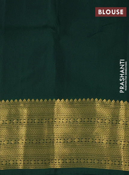Pure kanchipuram silk saree mango yellow and green with zari woven buttas and zari woven korvai border