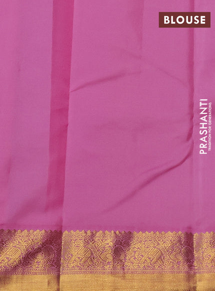 Pure kanchipuram silk saree purple and light pink with annam zari woven buttas and zari woven korvai border