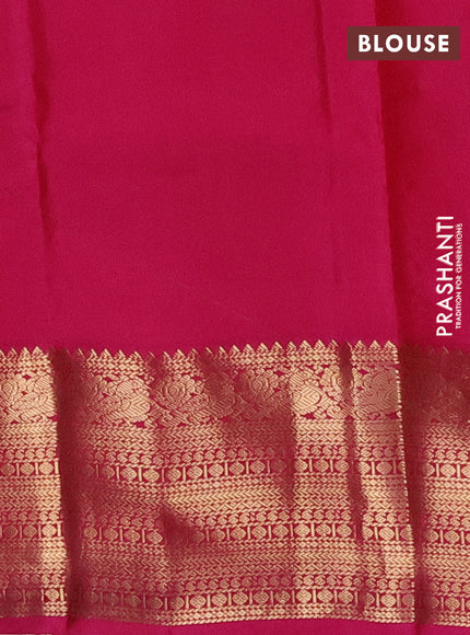 Pure kanchipuram silk saree green and pink with zari woven buttas and zari woven korvai border