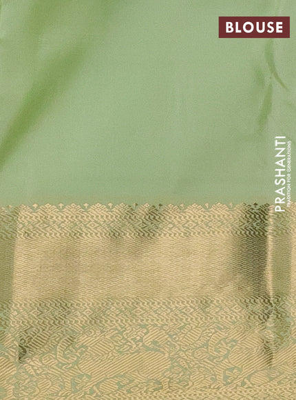 Pure kanchipuram silk saree purple and green with allover zari weaves & buttas and zari woven korvai border