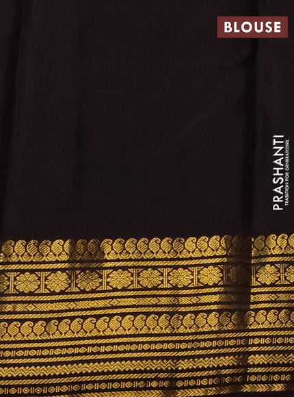 Pure kanchipuram silk saree red and brown with zari woven buttas and zari woven korvai border