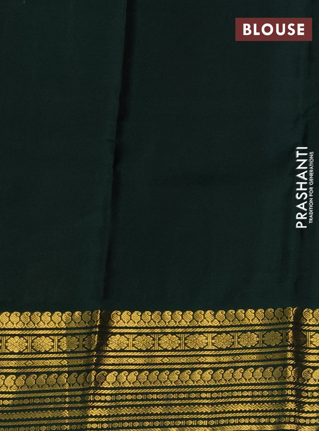 Pure kanchipuram silk saree red and dark green with zari woven buttas and zari woven korvai border