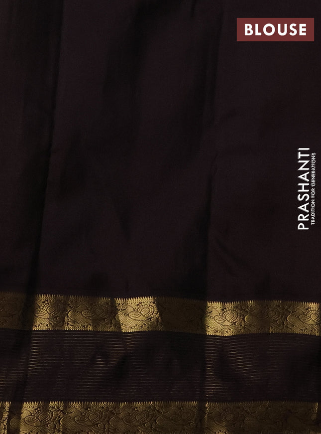 Pure kanchipuram silk saree pista green and brown with allover zari weaves & buttas and zari woven border