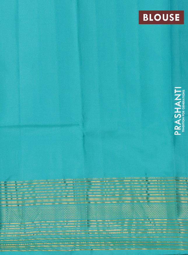 Pure kanchipuram silk saree purple and teal green with zari woven buttas and rich zari border