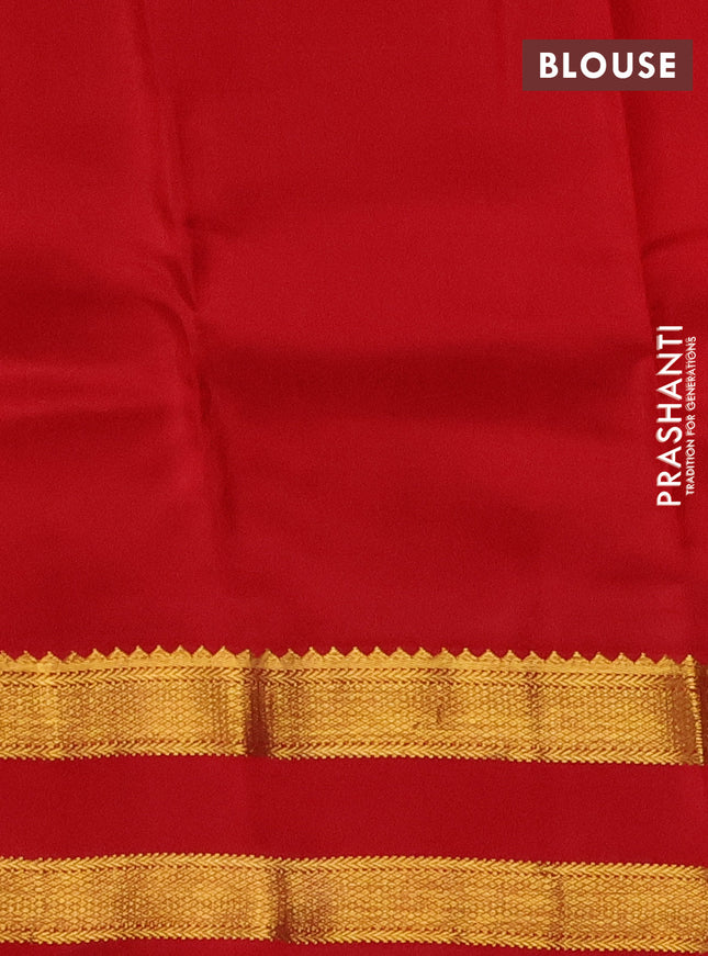 Pure kanchipuram silk saree yellow and red with zari woven buttas and rettapet zari woven korvai border