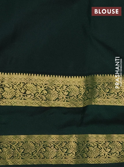 Pure kanchipuram silk saree peach pink and bottle green with zari woven buttas and rettapet zari woven korvai border