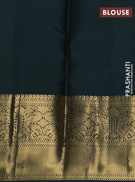 Pure kanchipuram silk saree yellow and green with zari woven buttas and long zari woven border