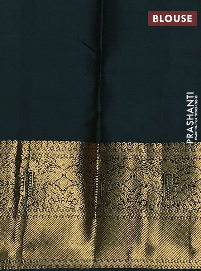 Pure kanchipuram silk saree yellow and green with zari woven buttas and long zari woven border