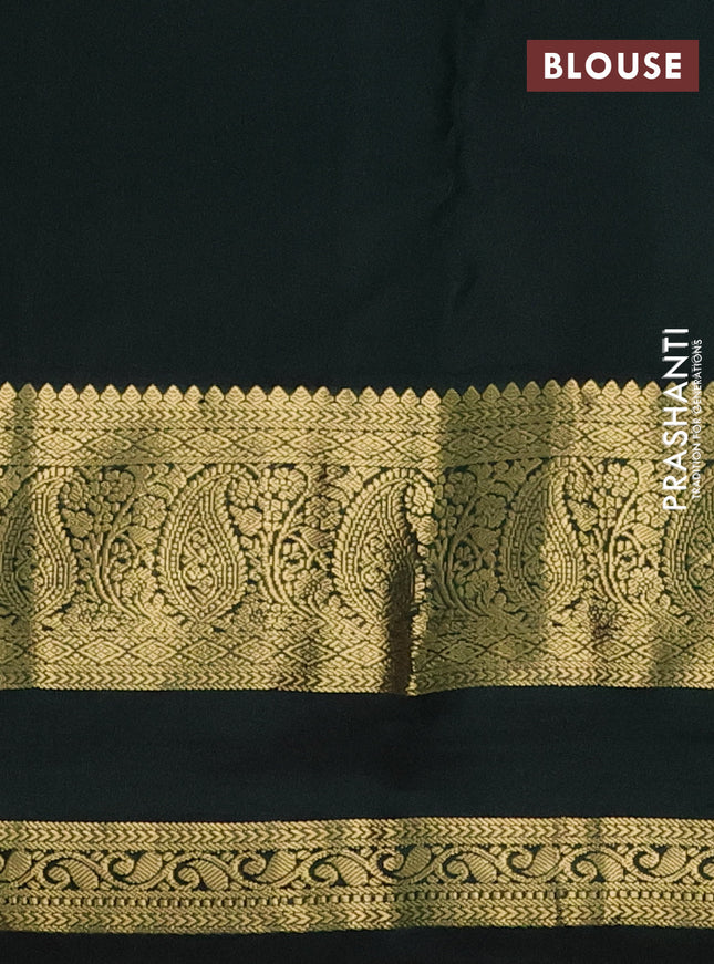 Pure kanchipuram silk saree pink and bottle green with zari woven buttas and zari woven korvai border