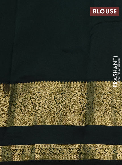 Pure kanchipuram silk saree dual shade of pinkish orange and bottle green with zari woven buttas and zari woven korvai border