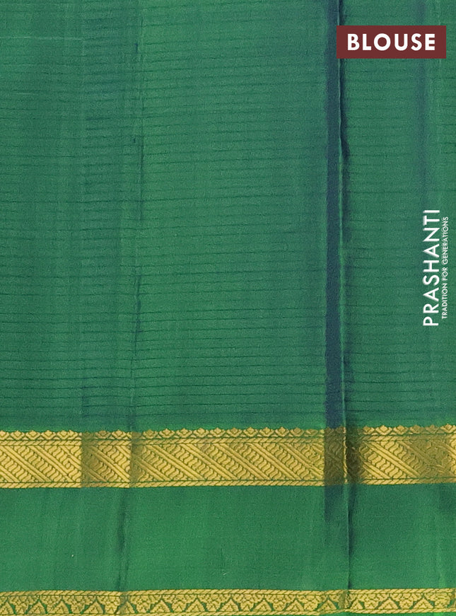 Pure kanchipuram silk saree blue and green with plain body and rettapet zari woven border