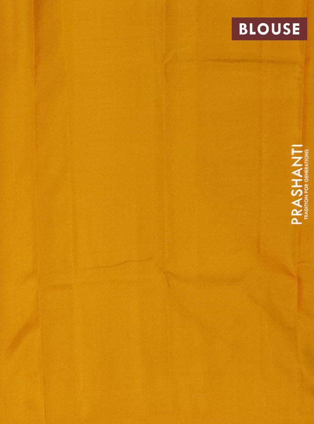 Pure kanchipuram silk saree purple and mustard yellow with allover checks & zari buttas and zari woven butta border