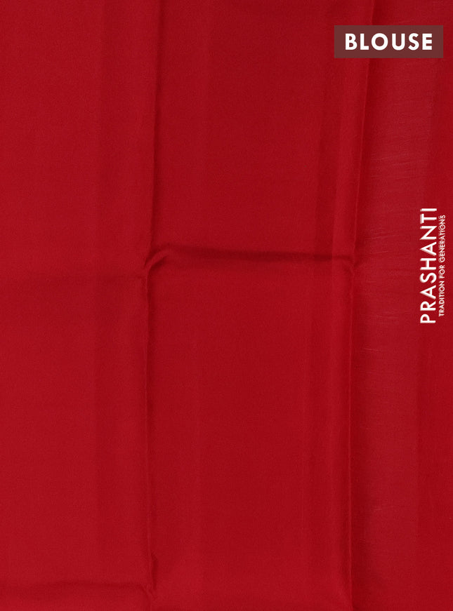 Pure kanchipuram silk saree grey and red with zari woven buttas and simple border