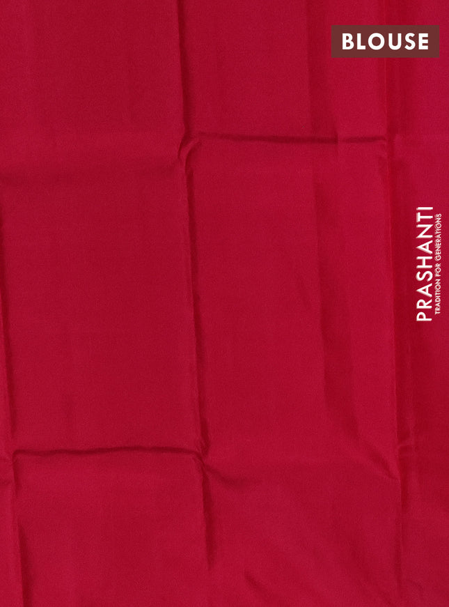 Pure kanchipuram silk saree blue and pink with allover checks & zari buttas and zari woven butta border