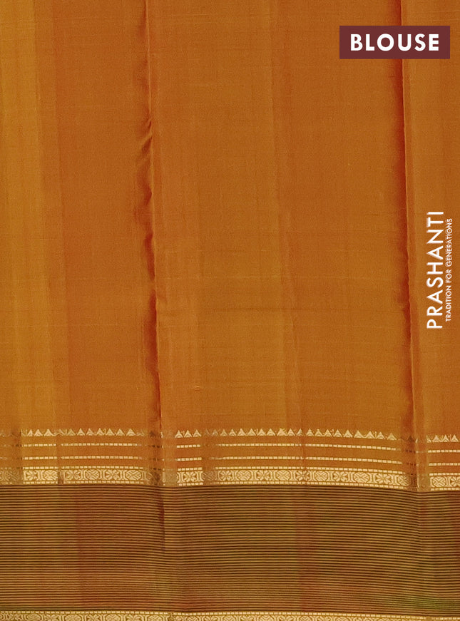 Pure kanchipuram silk saree red and green with stripes pattern and rettapet zari woven border